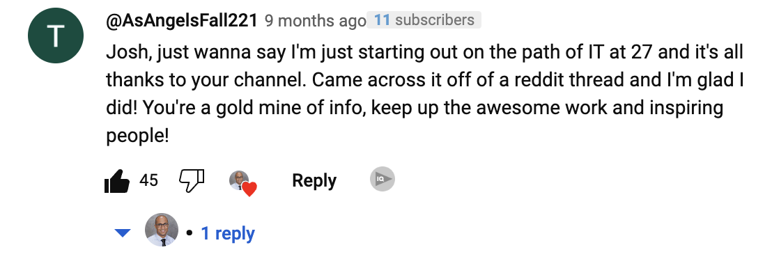 A viewer called Josh's channel a gold mine, lol.