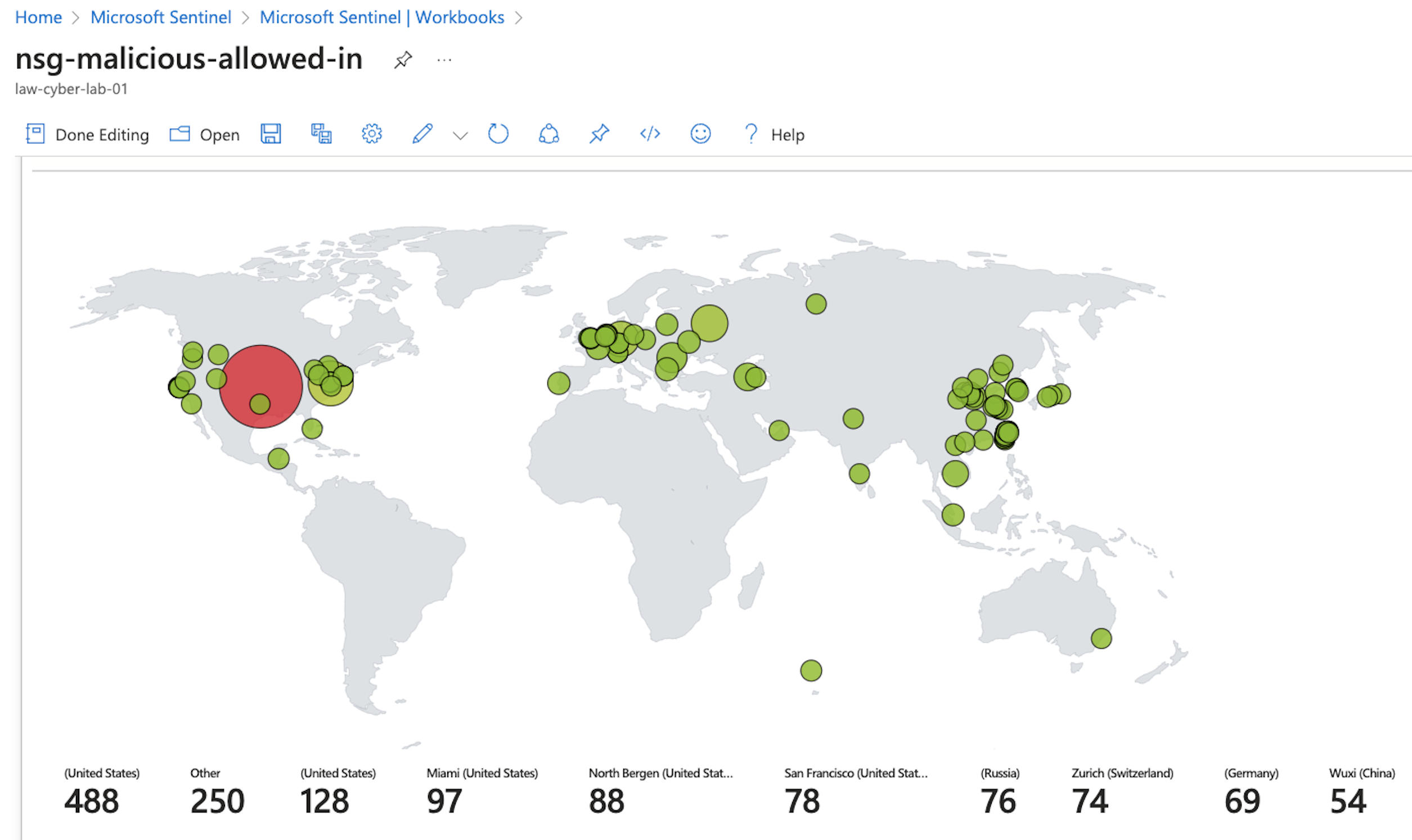 A bunch of security incidents being displayed on the screen.